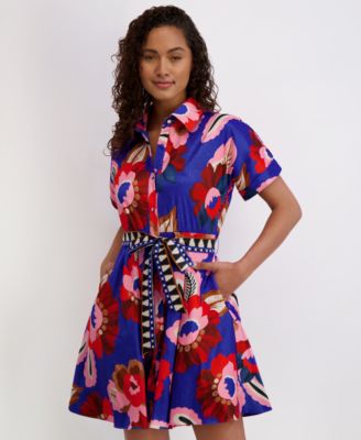 Women's Printed Short-Sleeve Shirtdress