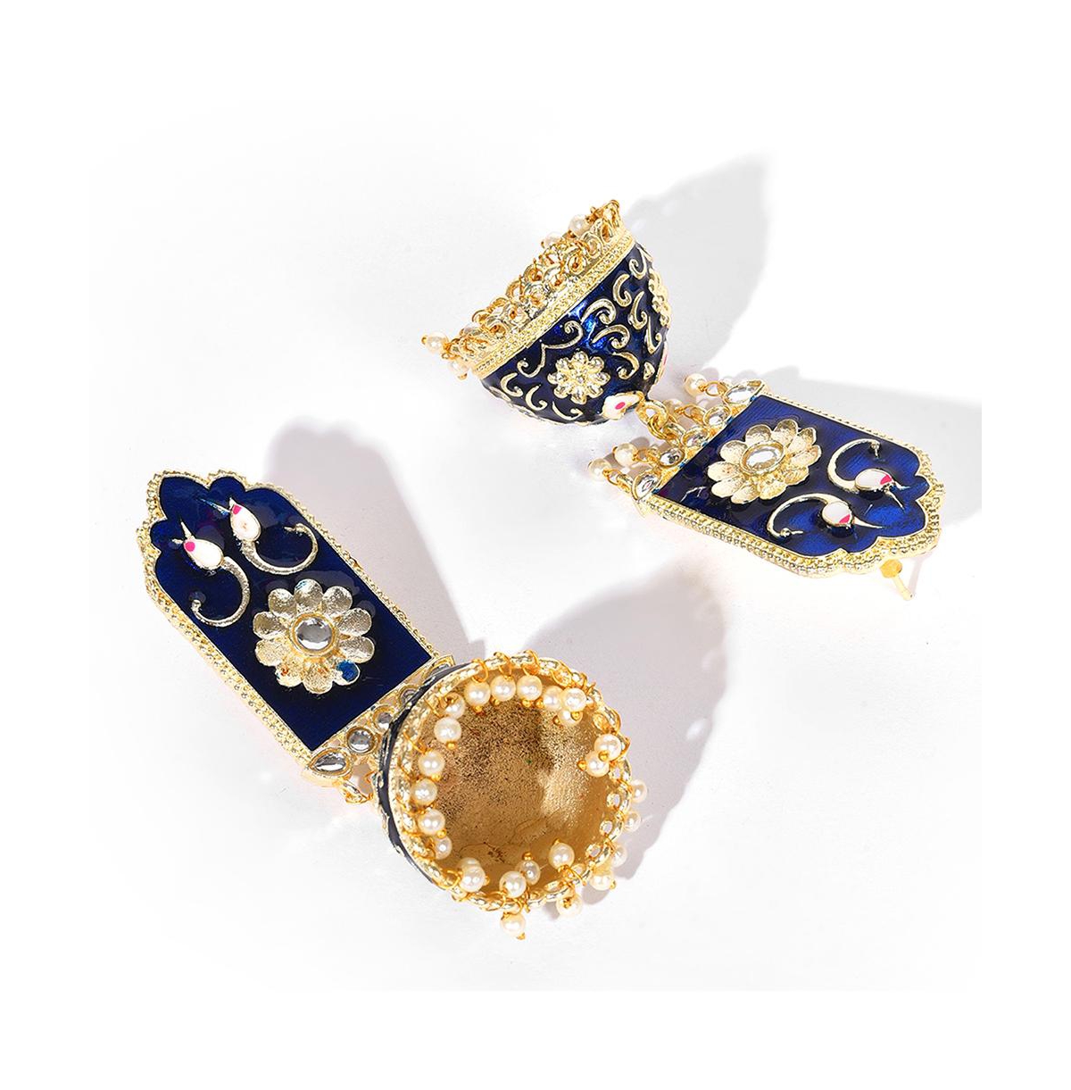 Sohi Women's Floral Drop Earrings In Blue
