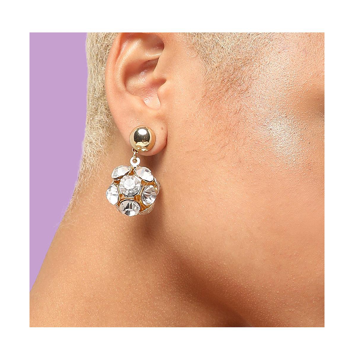 Sohi Gold Color Gold Plated Party Designer Stone Drop Earring For Women's In Silver