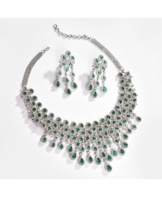 Women's Silver Plated Designer Stone Jewellery Set