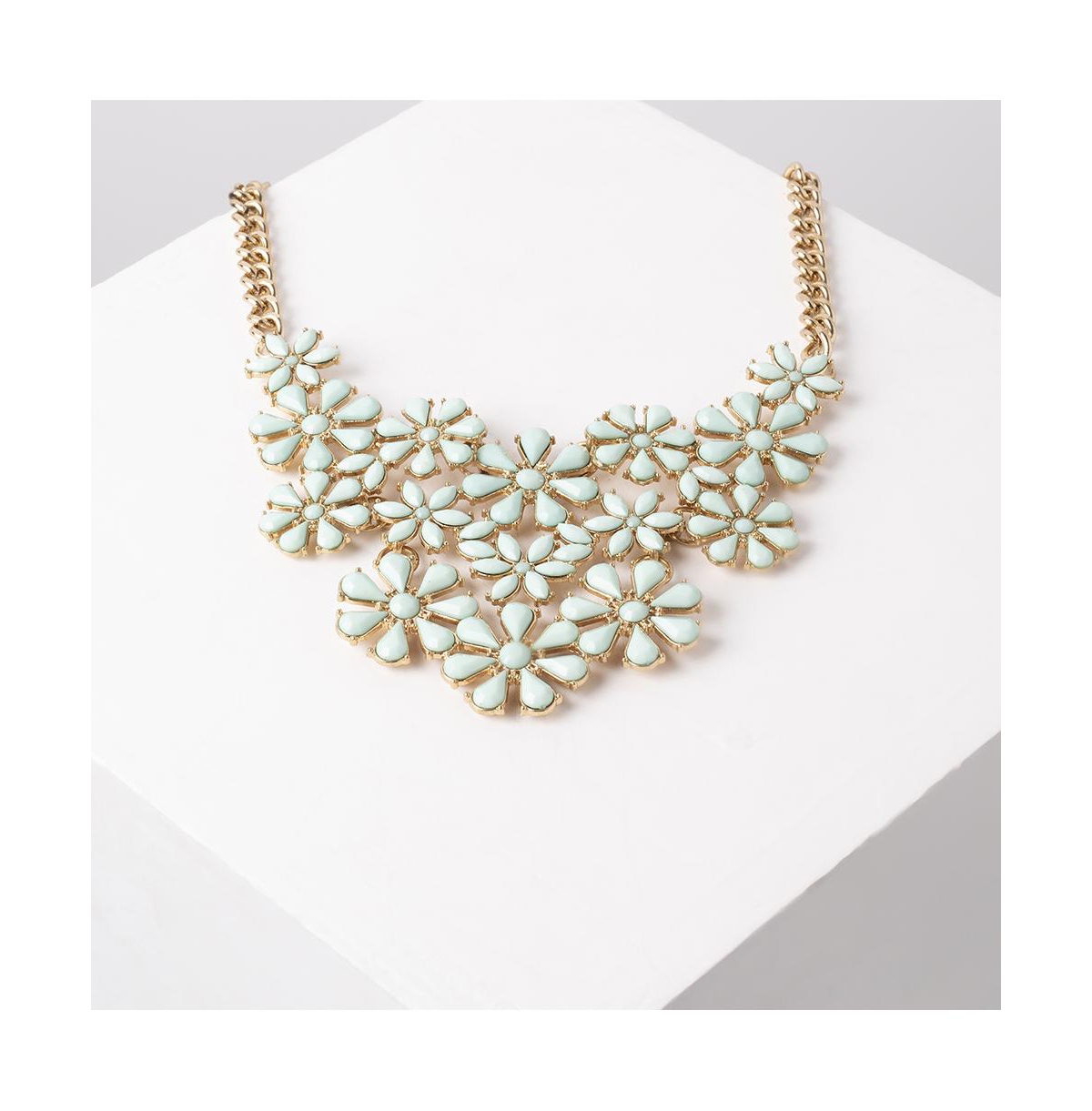 Sohi Women's Gold Plated Designer Stone Necklace In Green