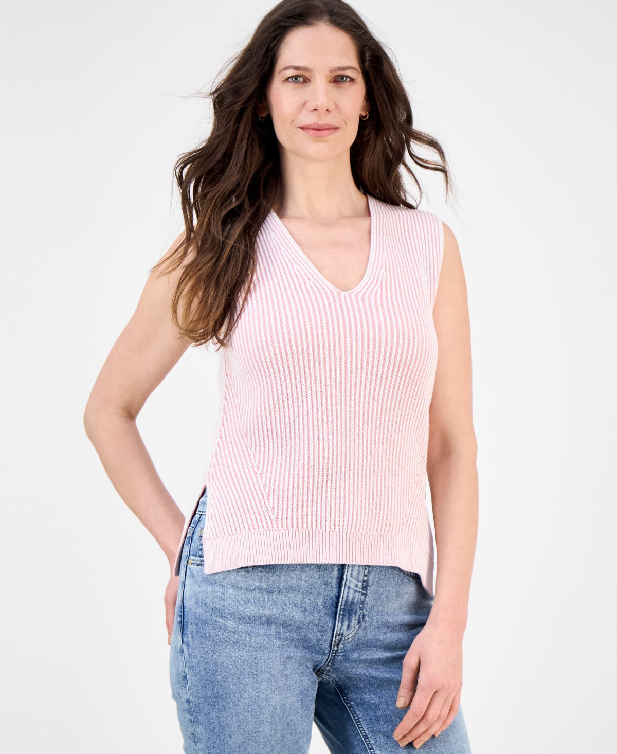 Nautica Jeans Women's Pleated V Neck Sweater