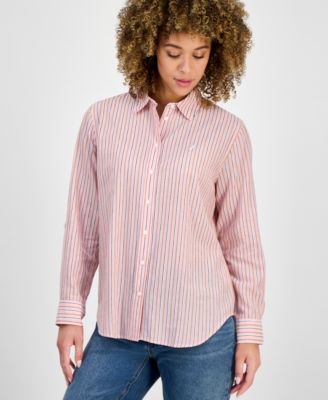 Nautica Jeans - Women's Striped Cotton Button-Front Shirt