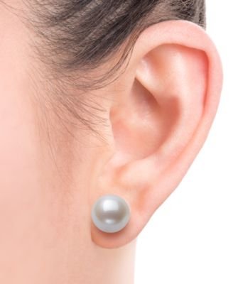 Pearl Earrings, 14k Gold Cultured Freshwater Pearl Stud Earrings (10mm) (Also Available in Pink Cultured Freshwater Pearl)