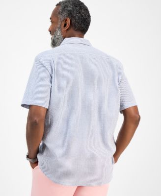 Men's Short Sleeve Striped Seersucker Button-Front Camp Shirt, Exclusively at Macy's
