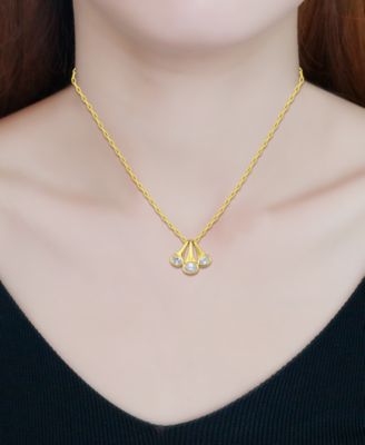 Cubic Zirconia Triple Horn Pendant Necklace in 18k Gold-Plated Sterling Silver, Exclusively at Macy's