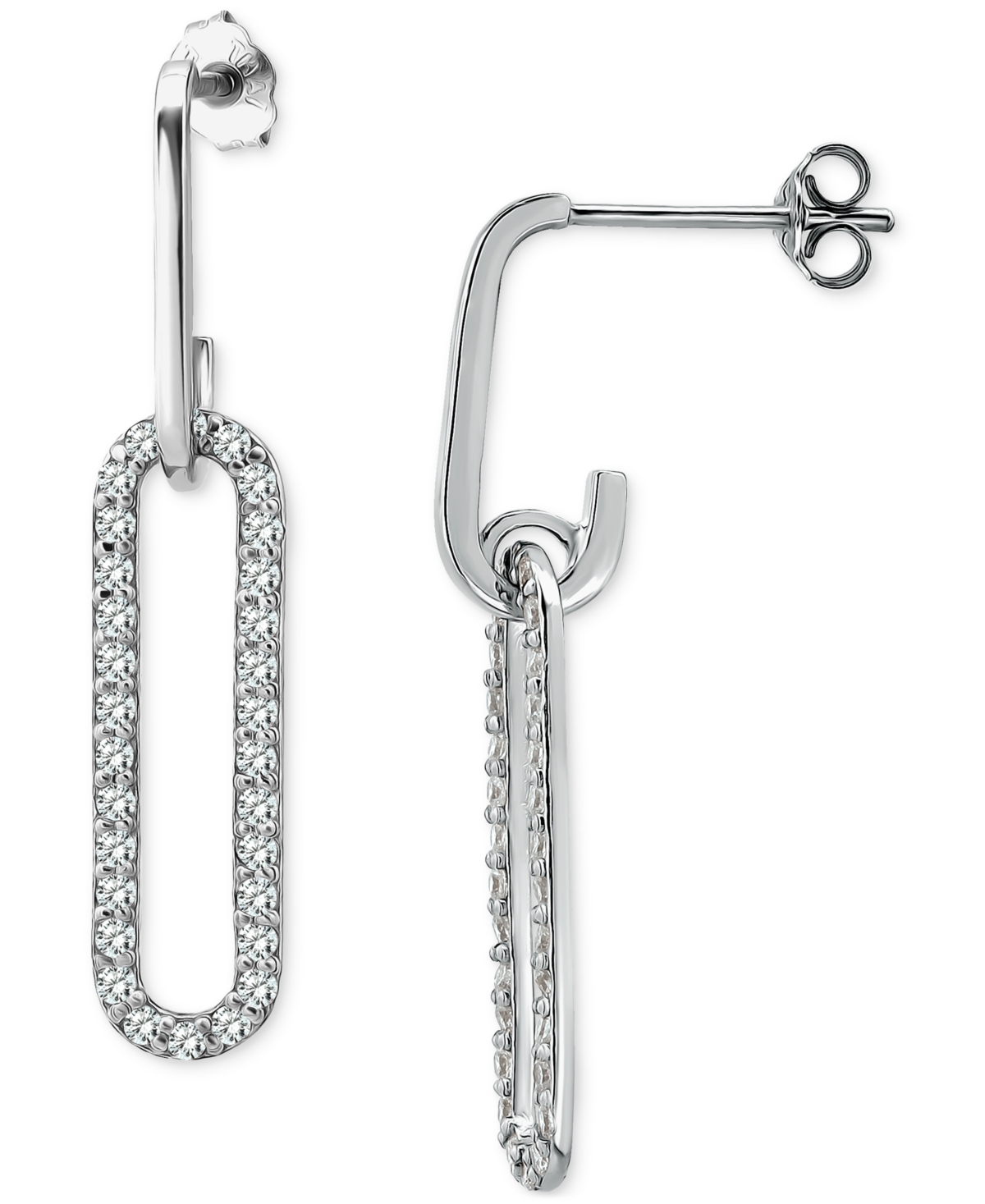 Giani Bernini Cubic Zirconia Oval Paperclip Link Drop Earrings, Exclusively At Macy's