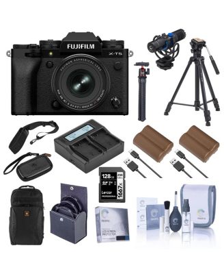 X-T5 Mirrorless Camera, Black with XF 16-50mm f/2.8-4.8 R LM WR Lens, Bundle with 128GB SD Card, Backpack, 2x Battery, Smart Charger, Charger