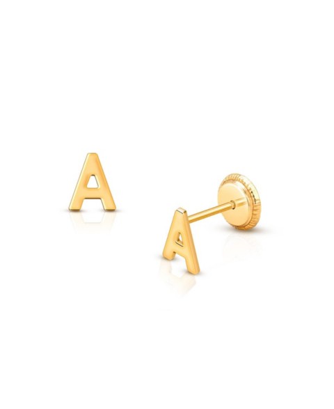 Детские Tiny Blessings 14K Gold Initial Studs Screw Back Earrings