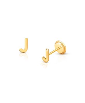 Tiny Blessings Childrens 14K Gold Initial Studs Girls Screw Back Earrings - 14k gold - j 113$