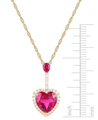 Lab Grown Ruby (3-3/8 ct. t.w.) & Lab Grown White Sapphire (1/3 ct. t.w.) Heart Pendant Necklace in 14k Gold Over Sterling Silver, 18"