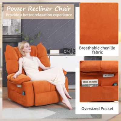 Swivel Power Recliner, Rocking Glider Chair with Massage & Heat