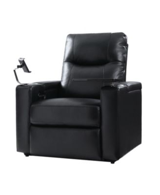 Modern Lothaire Genuine Leather Power Recliner with Adjustable Power Headrest