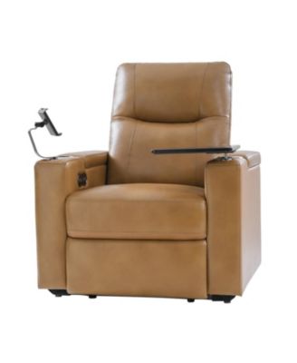 Modern Lothaire Genuine Leather Power Recliner with Adjustable Power Headrest