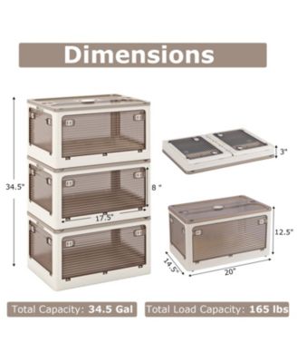 3-Pack Modular Stackable Storage Boxes with 5 Opening Ways &amp;#x2013; Lidded Bins for Clothes, Toys, Kitchen or Garage Use