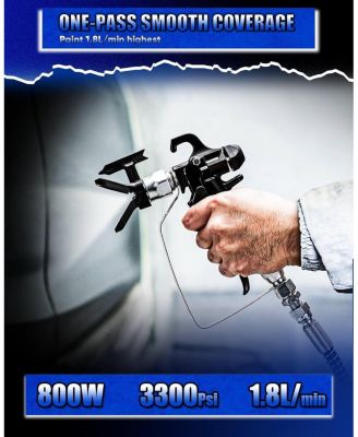 1200W Airless Paint Sprayer, High Efficiency Paint Sprayer with Extension Rod, 3300PSI Thinning-Free for Home Exterior and Interior, Garage, Deck