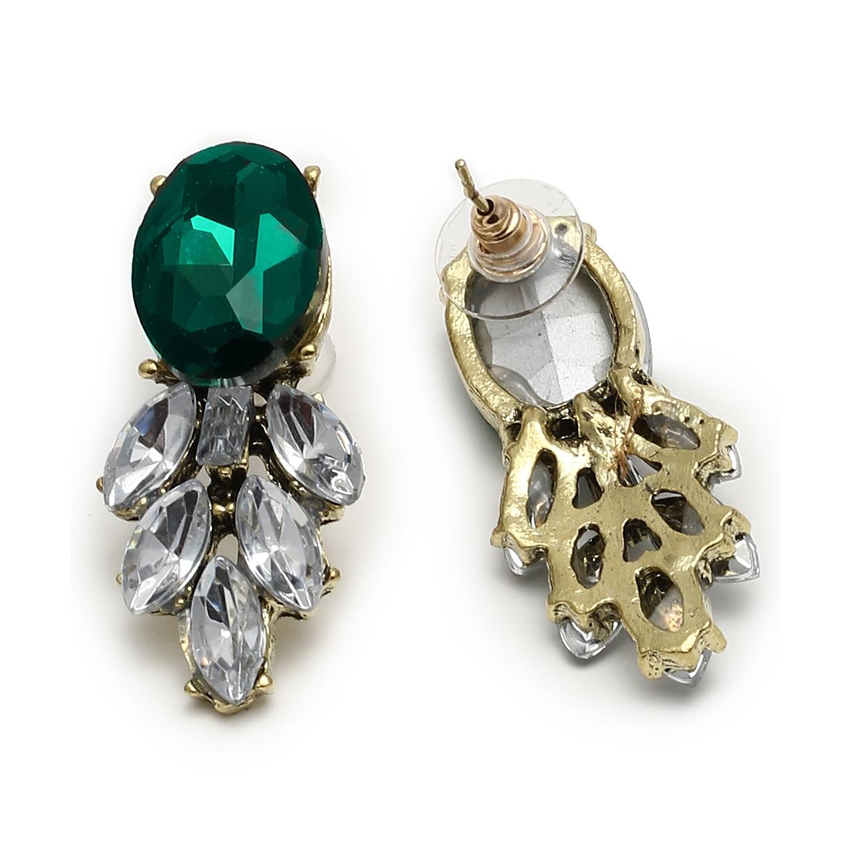 Sohi Women's Gold Plated Designer Stone Jewellery Set In Green