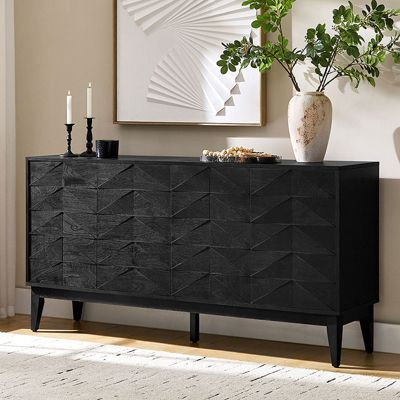 Dennis Mid-Century Modern 63"Wide 4 Door Sideboard with Adjustable Shelves