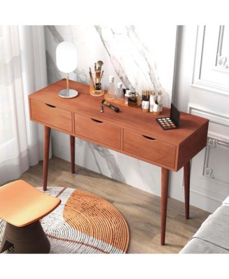 Writing Desk 48" Computer Desk Mid Century Modern Work Table with 3 Drawers