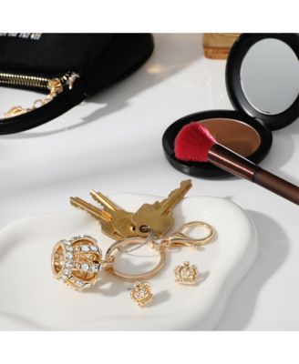 Gold-Tone Crystal Crown Keychain & Earring Set