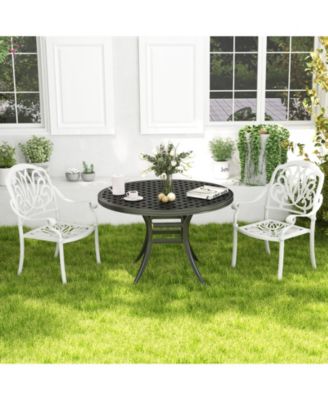 2 Pieces Patio Cast Aluminum Dining Chairs with Armrests