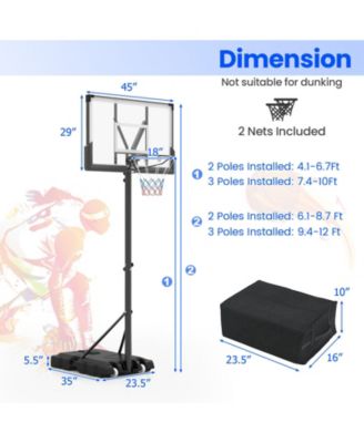 Portable Basketball Hoop Outdoor Basketball Goal System Adjustable for Kids Teens Adults