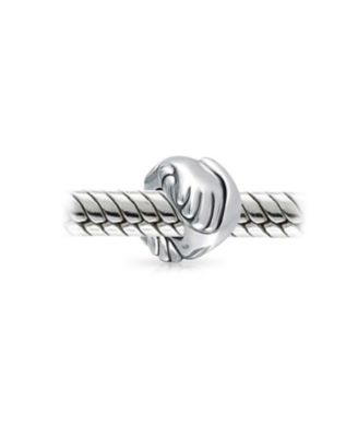 Set of 2 Support Friends and BFF Hand Sign Infinity I Love You Charm Bead Silver