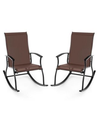 2 Pieces Outdoor Rocking Chairs with Breathable Backrest