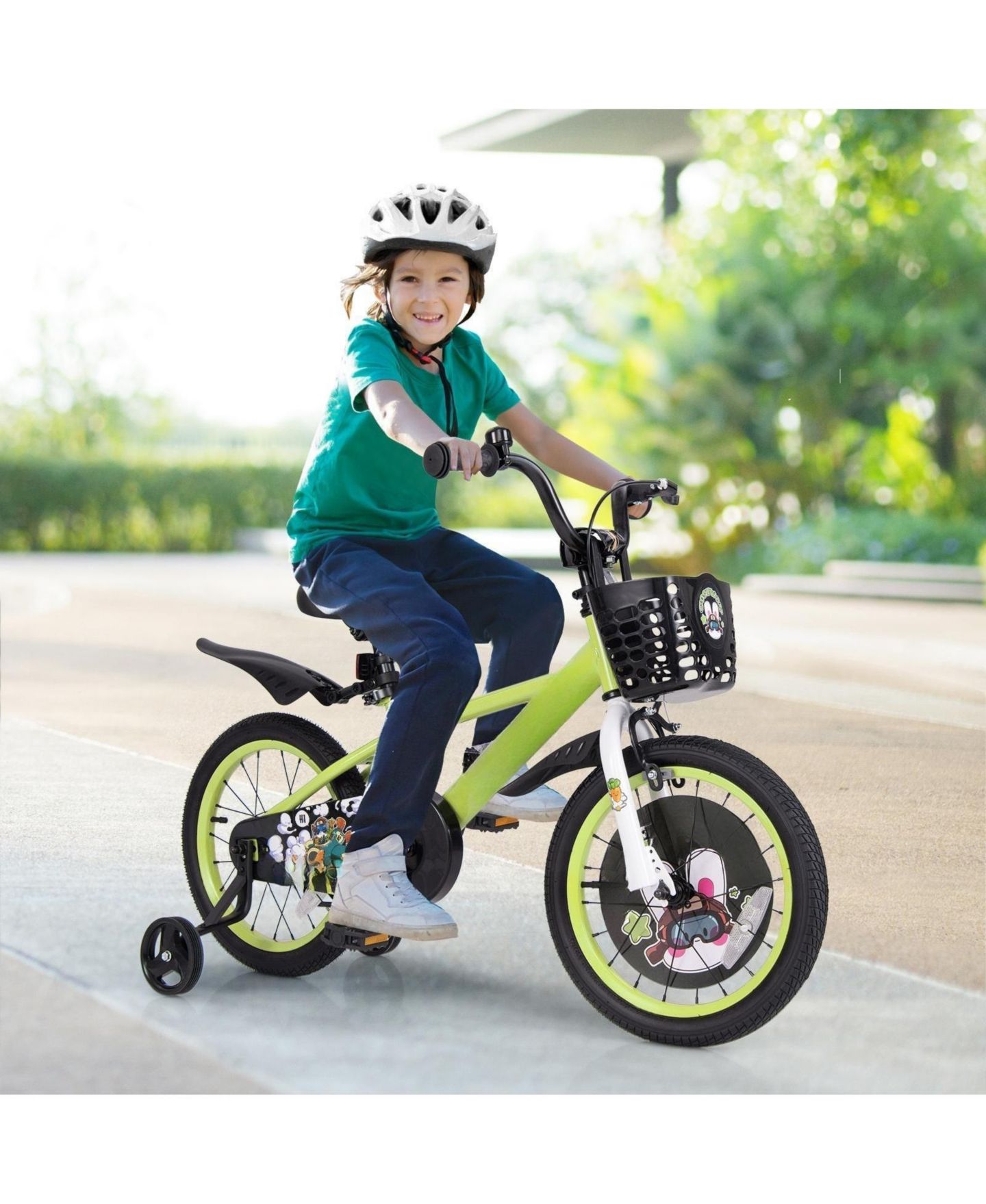Детские игрушки HONGGE 16" Kids Bike Adjustable Detachable Training Wheels, Ages 4-8, цвет: Зелёный — фото 2