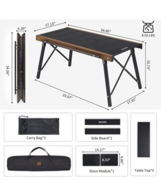 Folding IGT Camping Table, Portable Outdoor IGT Cook System, Ultralight Aluminum Camp Table with Carry Bag for Car Camping Picnic