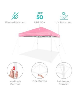 10x10ft Easy Setup Pop Up Canopy w/ 1-Button Setup, Wheeled Case, 4 Weight Bags