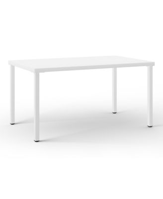 7-Piece Outdoor Metal Rectangle Patio Dining Table Set With Stackable Plastic Dining Chairs For 6