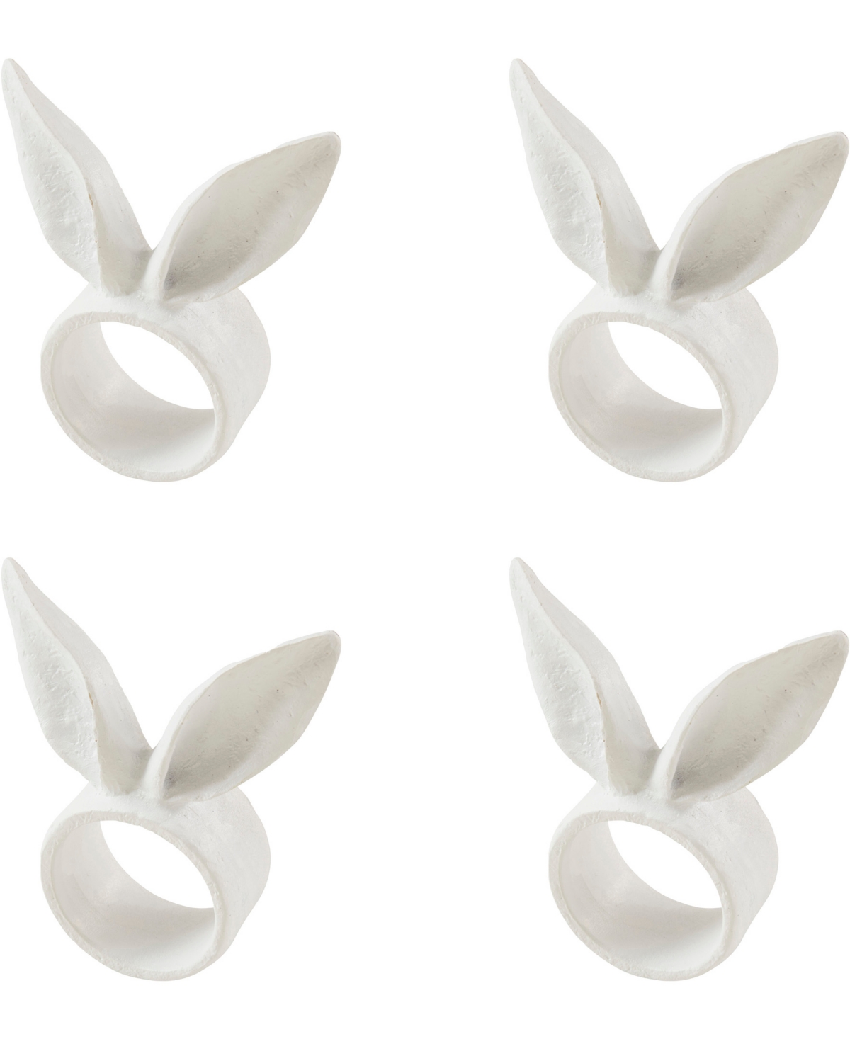 Saro Lifestyle Playful Bunny Ears Napkin Rings, Set Of 4 In White