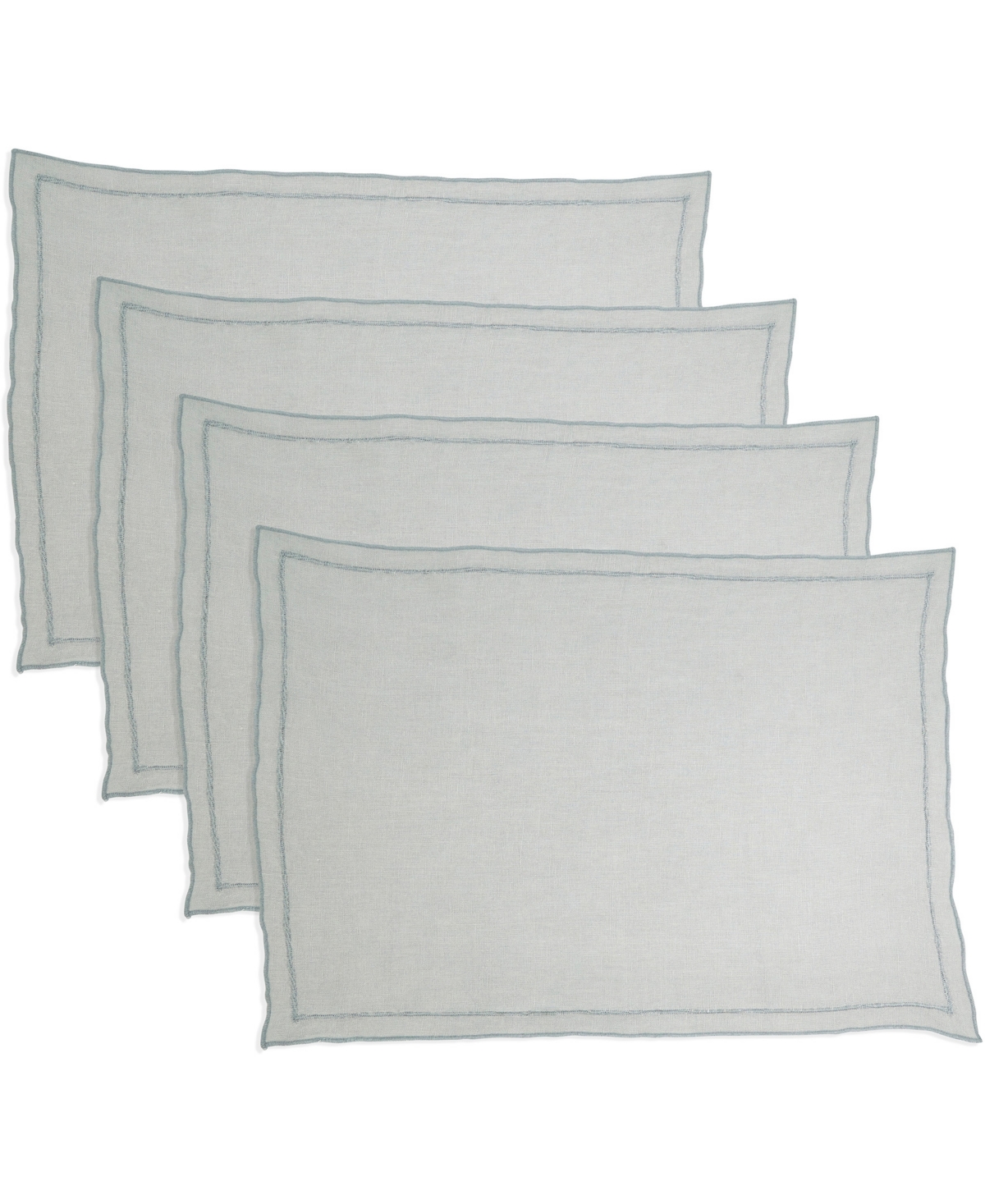 Saro Lifestyle Stonewashed Overlock Linen Edge Placemats, 14" X 20" In Blue Gray