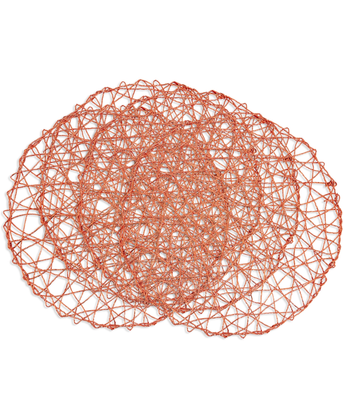 Saro Lifestyle Intricate Wire Placemats, 15" Round In Orange
