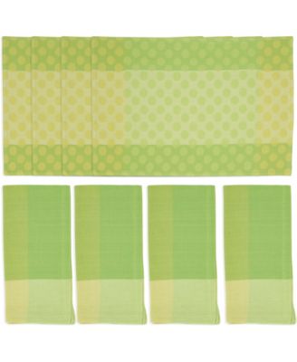 Playful Polka Dot Cotton Placemats and Napkins, Set of 8