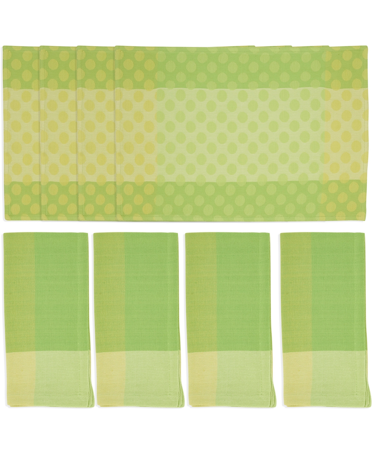 Saro Lifestyle Playful Polka Dot Cotton Placemats And Napkins, Set Of 8 In Green