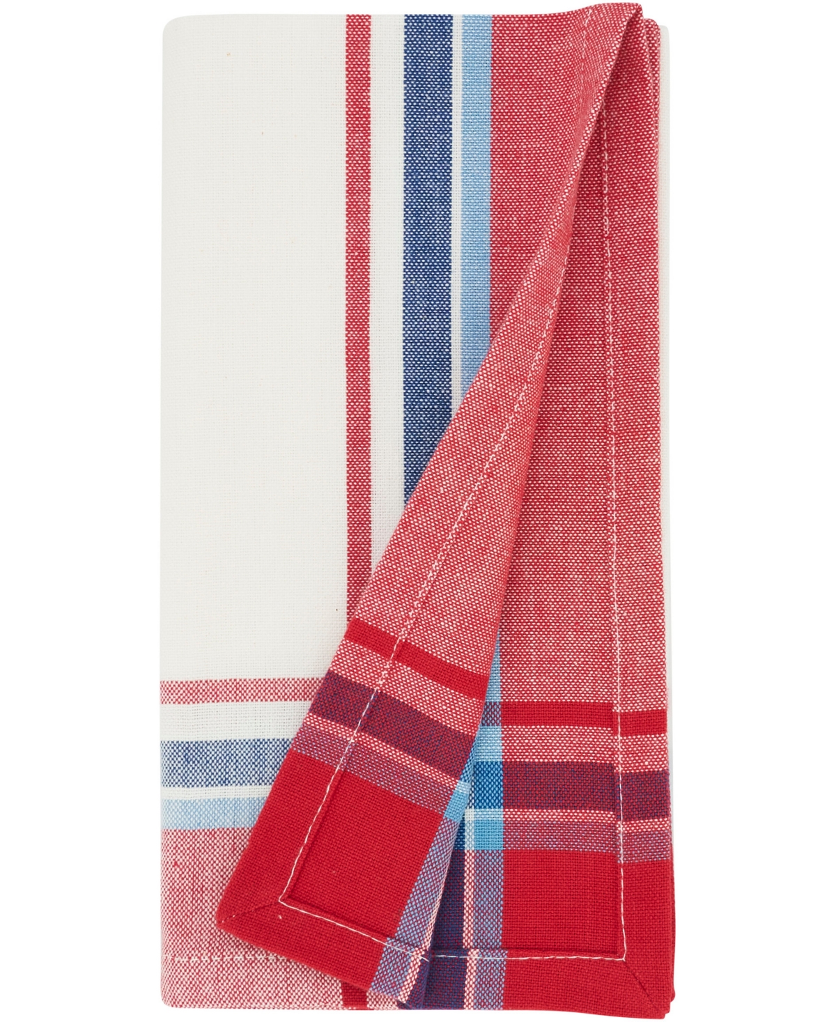 Saro Lifestyle Simple Plaid Cotton Placemats And Napkins, Set Of 8 In Red,white,blue