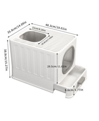 Drawer Cat Litter Box With Anti-Splash Front Entry & Scoop