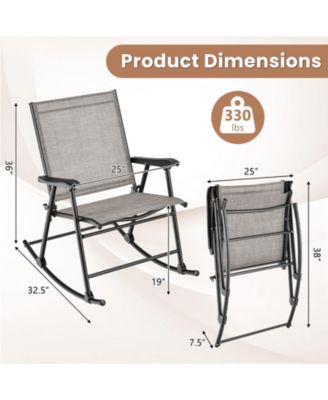 Folding Rocking Chair with Breathable Seat Fabric Set of 2