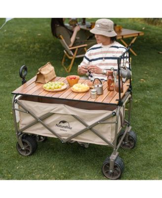 Collapsible Beach Wagon with Big Wheels, Utility Foldable Grocery Cart Heavy Duty, Portable Folding Wagon Cart with Wheel for Camping