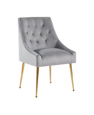 Modern Velvet Upholstered Dining Chairs Set of 2, Mid Century Side Chairs with 5.12” Cushions and Back Pull Rod for Kitchen, Living Room