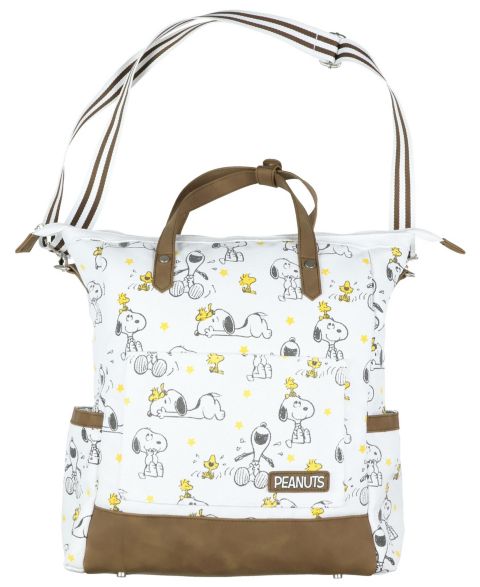 Рюкзак Peanuts Convertible Totepack Snoopy and Woodstock with Carrying Handles and Shoulder Strap Faux Leather Bottom Bag 16", цвет: Белый