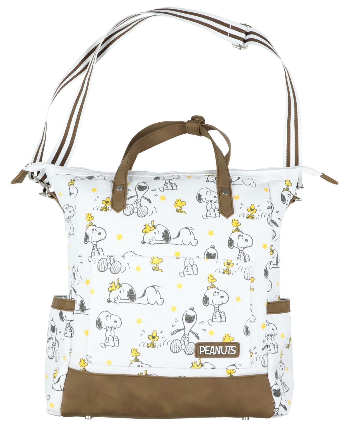 Snoopy and Woodstock Convertible Canvas Tote Bag Purse With Backpack Straps And Adjustable Shoulder Strap