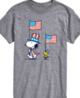 Men's Peanuts Snoopy Woodstock Flag March Short Sleeve T-Shirt