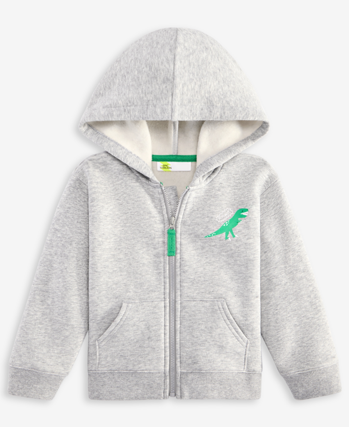 Epic Threads Toddler Boys Heather Fleece Dino Zip-up Hoodie, Exclusively At Macy's