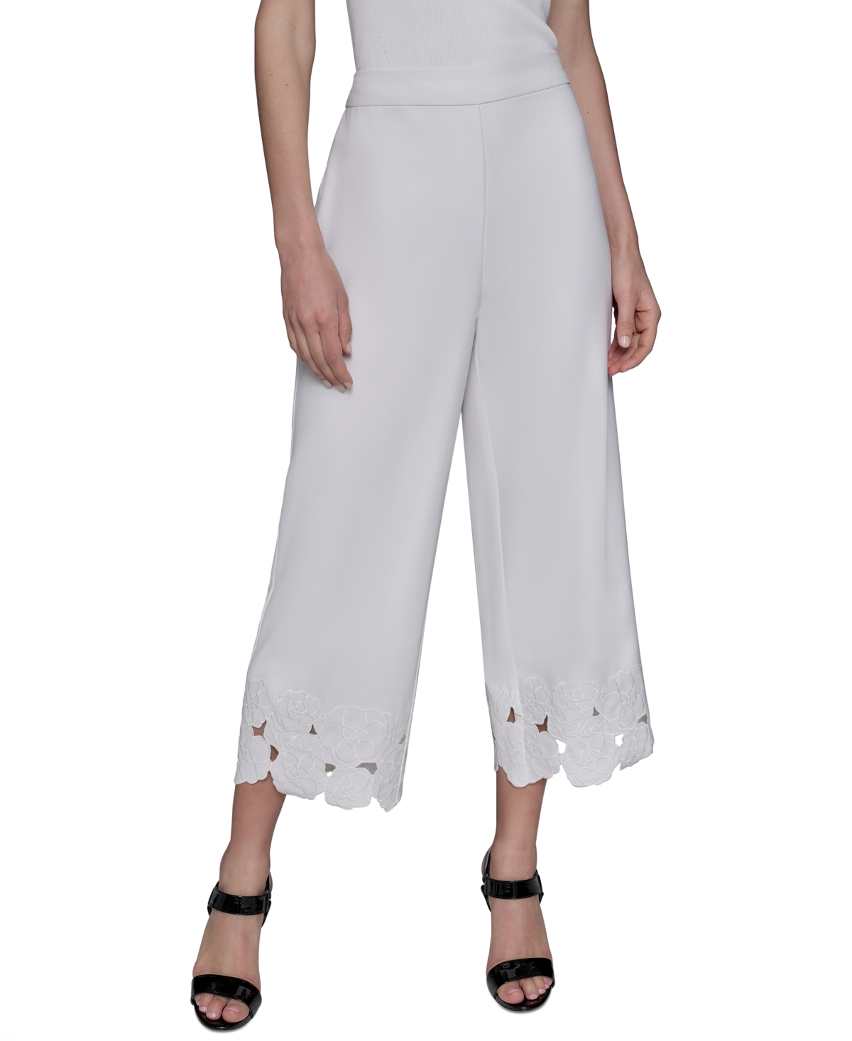 Karl Lagerfeld Womens Floral Hem Pull On Pants 0 14p