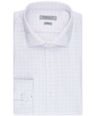 Perry Ellis Portfolio Men's Textured Tattersall Dress Shirt - Macy's