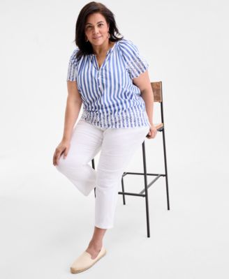 売れ筋商品|||スタイルアンドコー カットソー トップス レディース Plus Size Scalloped-Hem Flutter-Sleeve Top, Exclusively at Macy's Flutter Black Style & Co Plus Size Flutter-Sleeve Top, Exclusively at