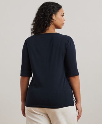 Lauren Ralph Lauren Plus Size Cotton-Blend Boatneck Top